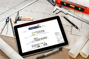 Die 2D-Visualierung des Zubaus wird auf einem Tablet dargestellt.